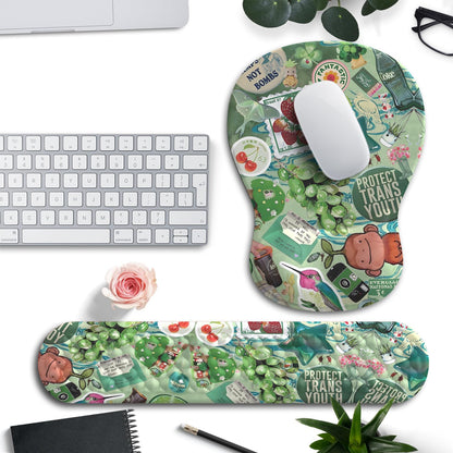 Ghost Book Mousepad with Wrist Rest Halloween Computer Keyboard Mouse Pad Black Cute, Mouse Pad with Wrist Rest for Computer Keyboard, 2 In1 Mousepad with Wrist Support Easy Typing&Relieve Wrist Pai