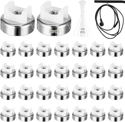 Magnetic Cable Zip Tie Mounts, 35 Pcs Magnet Bases with 200 Pcs Cable Ties, Multipurpose Wire Management Organizer for Desk PC Home Office, Adhesive-Free Cable Clips Holder