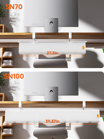 Under Desk Cable Management Tray No Drill, Cable Ties Included, Eco-Friendly Canvas Material, Mesh Design for Heat Dissipation, Cable Organizer/Storage for Standing Desk(27inch, Black)