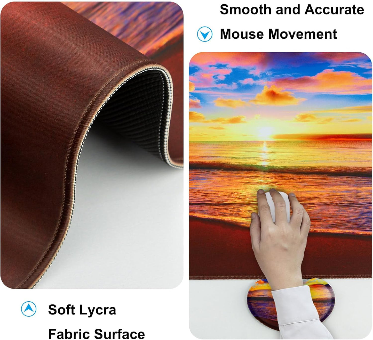 Keyboard Wrist Rest + Mouse Pad with Wrist Support + Desk Mat + Coaster 4 in 1 Set, XXL Large Gaming Mousepad Cute Ergonomic Mouse Pads for Desk Computer Laptop Office Decor-Beach