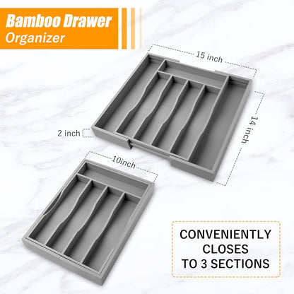 Kitchen Silverware Drawer Organizer and Storage Flatware Cutlery Utensil Holder Spice Rack Containers Bathroom Counter Cabinet Office Desk Makeup Drawer Tray Kitchen and Dining Tools Decor Accessories
