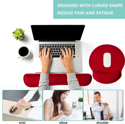 Keyboard Wrist Rest Pad Mouse Pad with Wrist Support Set of 3, Mousepad with Non-Slip Rubber Base, Ergonomic Memory Foam Mouse Wrist Cushion Support for Home Office Laptop Computer, Flower Black