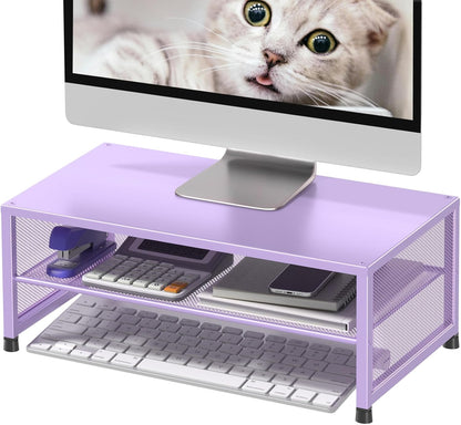 ECOLOVI 2-Tier Computer Monitor Stand Riser, Desk Organizer for Monitor, Printer & Laptop Stand, Desktop Workspace Organizers for Office Supplies(Black)