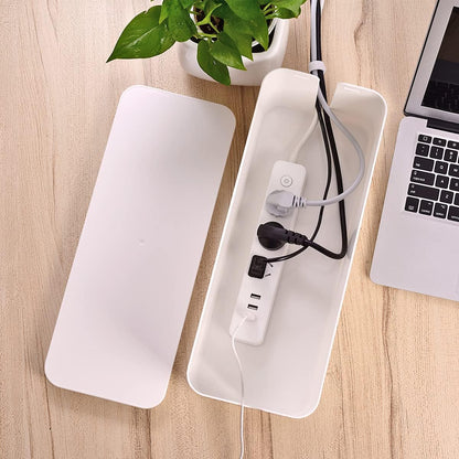 Cable Management Box, Large Cord Organizer Box to Hide Power Strip & Under Desk,TV Computer Wires Cable Organizer Hider Box with Cable Clips&Reusable Cable Ties for Home/Office(Black)