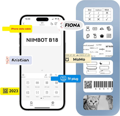 NIIMBOT Thermal Transfer Cable Labels 0.49" x 4.29", Only for N1(B18) Label Maker, PET Material, Waterproof and High-Temperature Resistance, Long Storage Time, 1 Roll of 60, Yellow