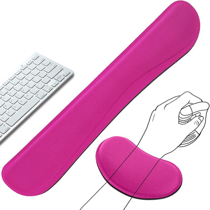 Keyboard Wrist Rest and Mouse Wrist Rest Set - Ergonomic Memory Foam Wrist Cushion - for Wrist Support on Computer, Laptop, Office, Playing Games, Typing Relieves Wrist Pain Black