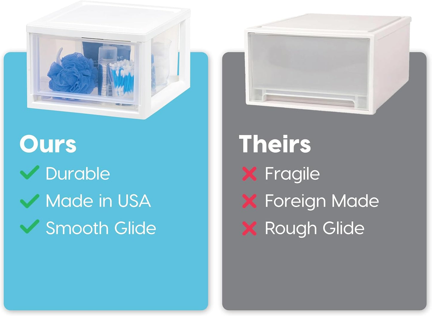 IRIS USA 47 Qt. Extra-Large Stackable Storage Drawer Plastic Drawer Organizer with Clear Doors, for Pantry Bedroom Closet Kitchen Under-Sink Home and Office De-Clutter Shoes and Crafts, White, 2-Pack
