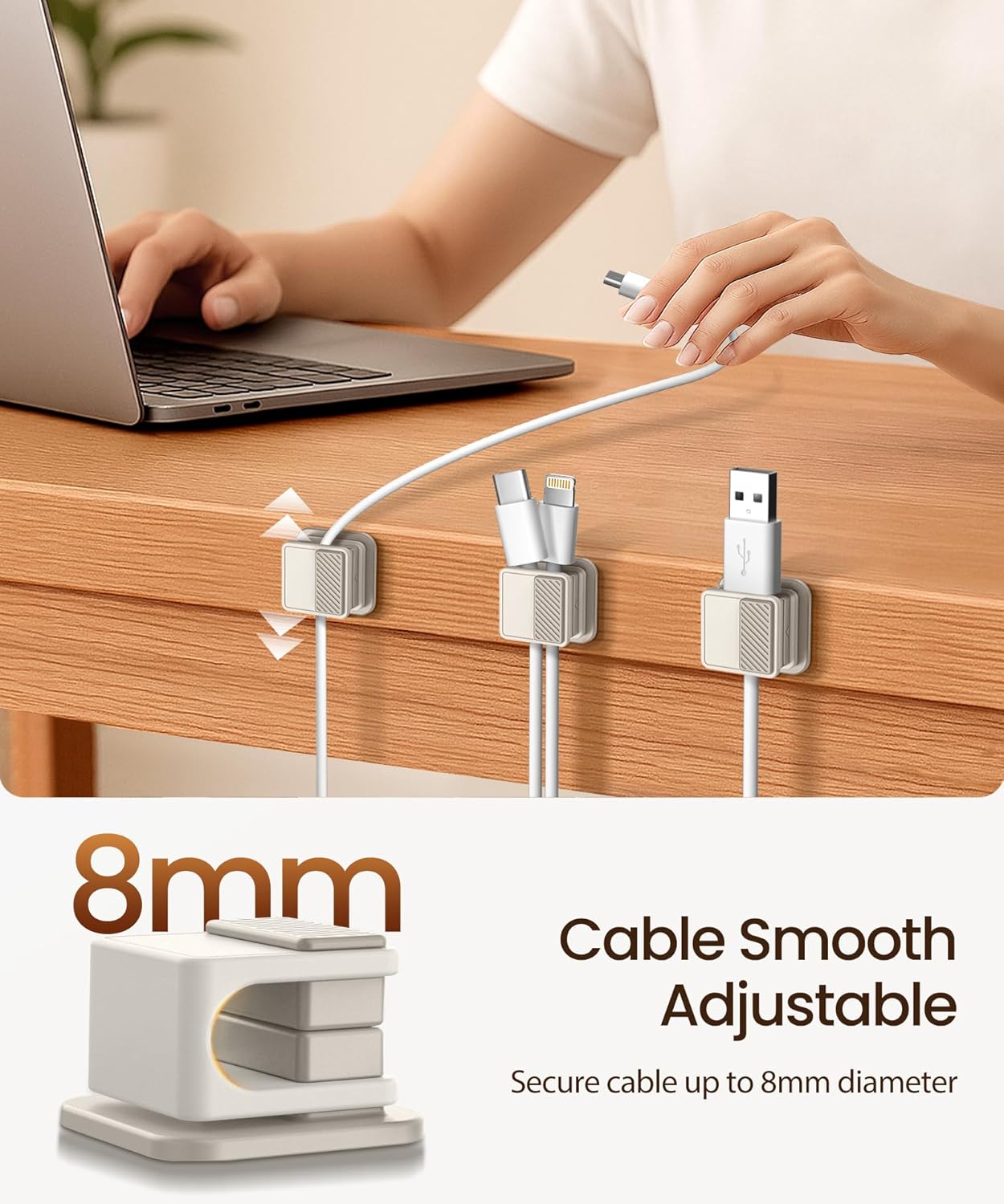 6 Pack Magnetic Cable Clips, Glow in The Dark Cable Holders, GolbinBox Cord Organizer with Shockproof Silicone, Fits up to 8mm Adhesive Cord Clips for Desk, Wall, Nightstand, Car, Home, Office, Blue