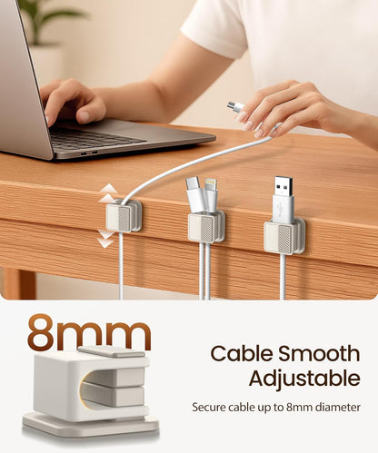6 Pack Magnetic Cable Clips, Glow in The Dark Cable Holders, GolbinBox Cord Organizer with Shockproof Silicone, Fits up to 8mm Adhesive Cord Clips for Desk, Wall, Nightstand, Car, Home, Office, Blue