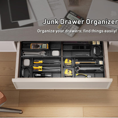Desk Drawer Organizer Tray, Office Drawer Organizer, Workspace Organizers, Suitable for Tools, Pencils, Office Supplies Storage (Black)