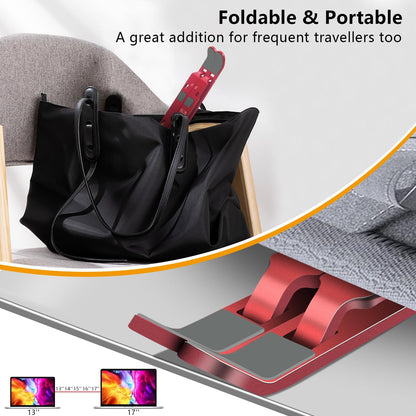 Laptop Stand, Computer Tablet Stand, Adjustable Aluminum Foldable Portable Laptop Holder Riser, Compatible with MacBook Air Pro, Lenovo, HP, Dell, More 10-15.6” Laptops and Tablets (Red)