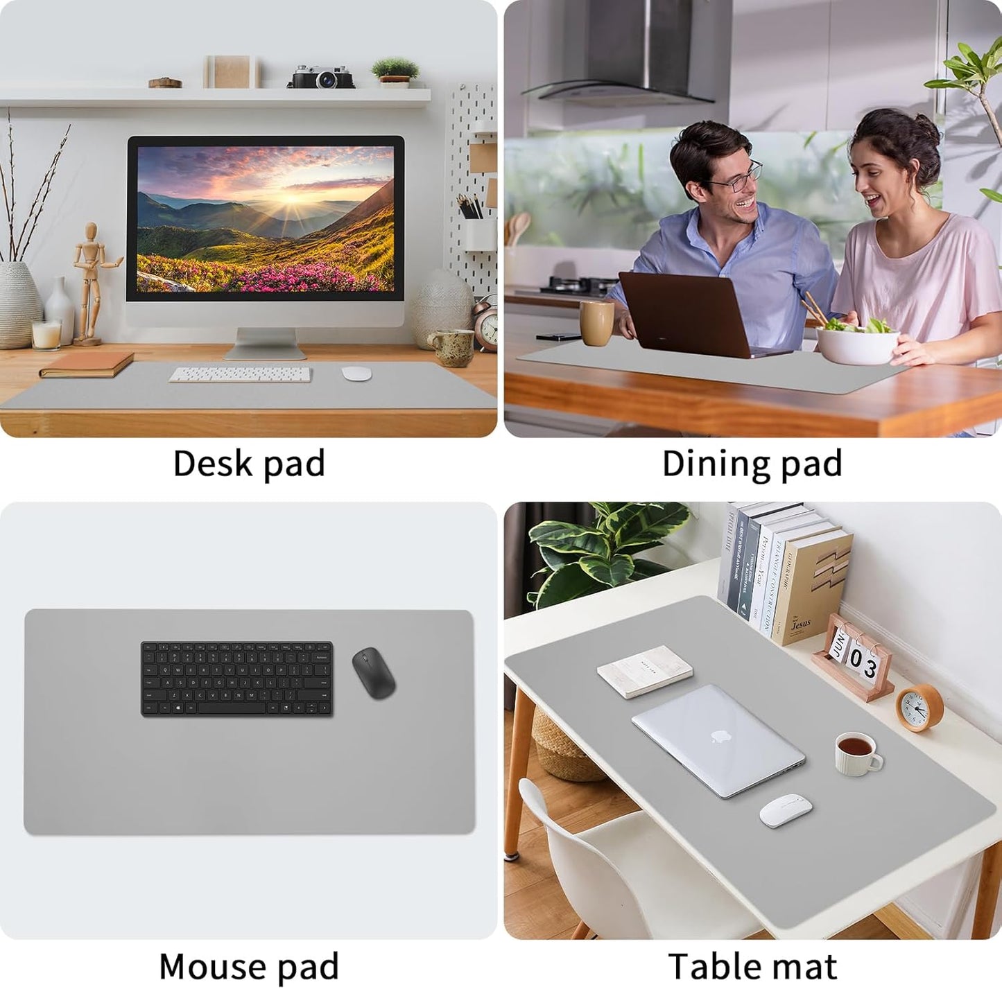 Bloss Leather Desk Pad and Keyboard Wrist Rest, Large Mouse Pad + Keyboard Pad+Mouse Wrist Support, Non-Slip Desk Mat Protector for Office, Home(31.5×15.7 Inches,Beige)