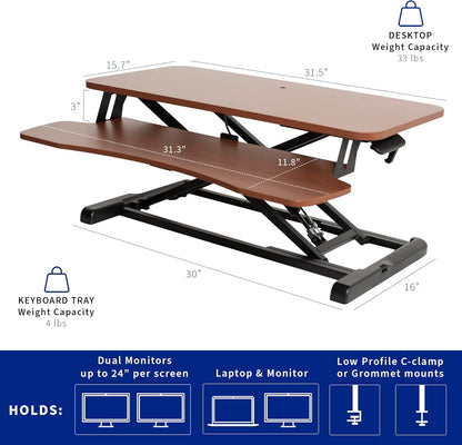 VIVO 26 inch Desk Converter, K Series, Height Adjustable Sit to Stand Riser, Dual Monitor and Laptop Workstation with Keyboard Tray, Black, DESK-V026KB