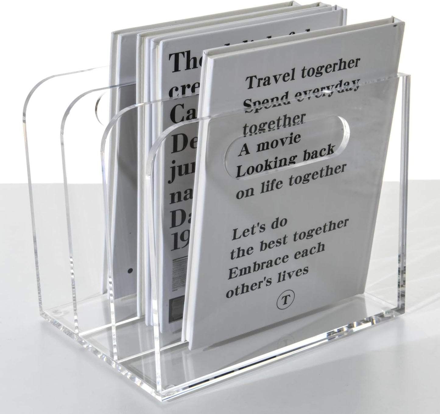 Clear Acrylic Organizers - 5 Vertical Compartments Acrylic Folder Organizer & File Organizer, Desk Document Storage Bins for Magazines, Binders - Multipurpose Home Office Desk Organizer