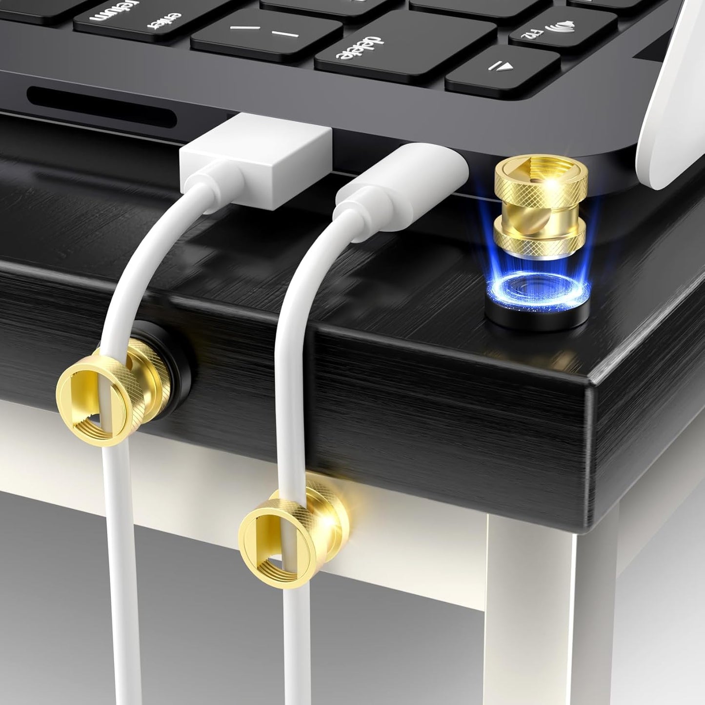 Viaky Magnetic Cord Holder Charger Holders for Cords Metal Cable Management Adhesive Cable Clips Office Desk Accessories Wire Holder Organizer Neatly for Nightstand Office Car Desk(3 Pack)