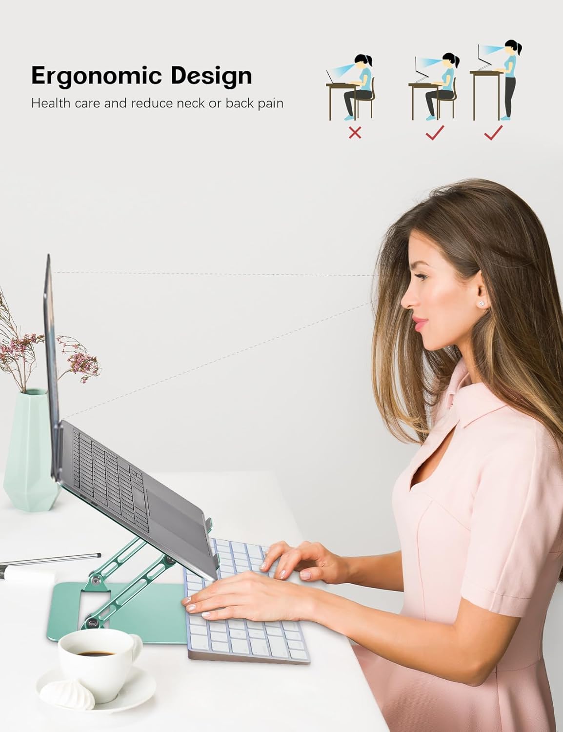 Aoviho Adjustable Laptop Stand for Desk,Portable Laptop Stand Holder and Riser,Foldable Aluminum Notebook Computer Stands for MacBook Air Pro HP Lenovo Dell Samsung Chromebook, 10-15.6 inch, Purple