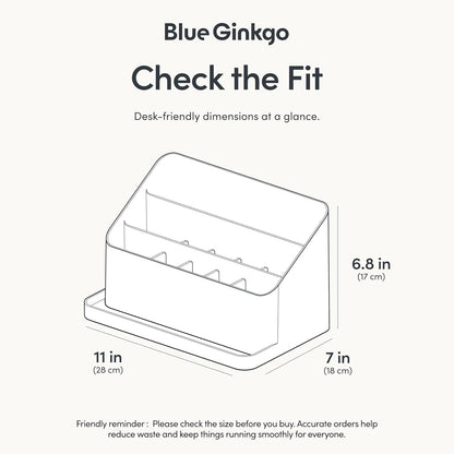 BLUE GINKGO Desk Holder – Korean-Made Office Organizer for Pencils, Pens, Notes, and Desk Supplies (White)