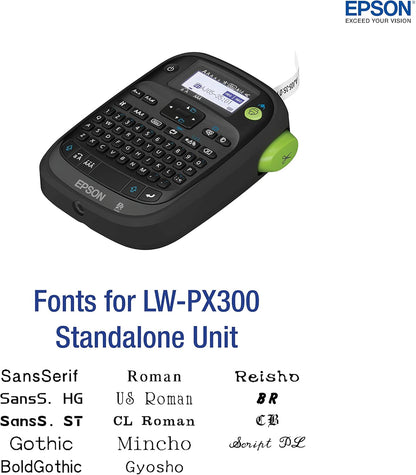 LABELWORKS Epson LW-PX300 Industrial Label Maker for Office – Compatible with Stickers, Magnets, and Shrink Tube, Portable Handheld Design, Label Maker and Tape Only