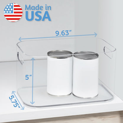 STORi Bliss 10" x 6" Open Clear Pantry Organizer Bin, Set of 4, Plastic Containers with Handle for Kitchen, Fridge, Cabinet, Closet, Bathroom, Undersink Storage Made in USA