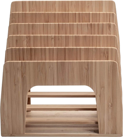 MobileVision Bamboo Desktop File Folder Organizer and Paper Tray, 7 Slots