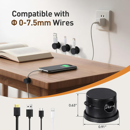 AGPTEK 8 Pack Magnetic Cable Clips, Upgraded 360° Rotatable Cord Holder Clips for Nightstand, Desk Cord Organizer Adhesive Wire Management Home Office Phone Charging Cords USB Cable Keeper (Clear)