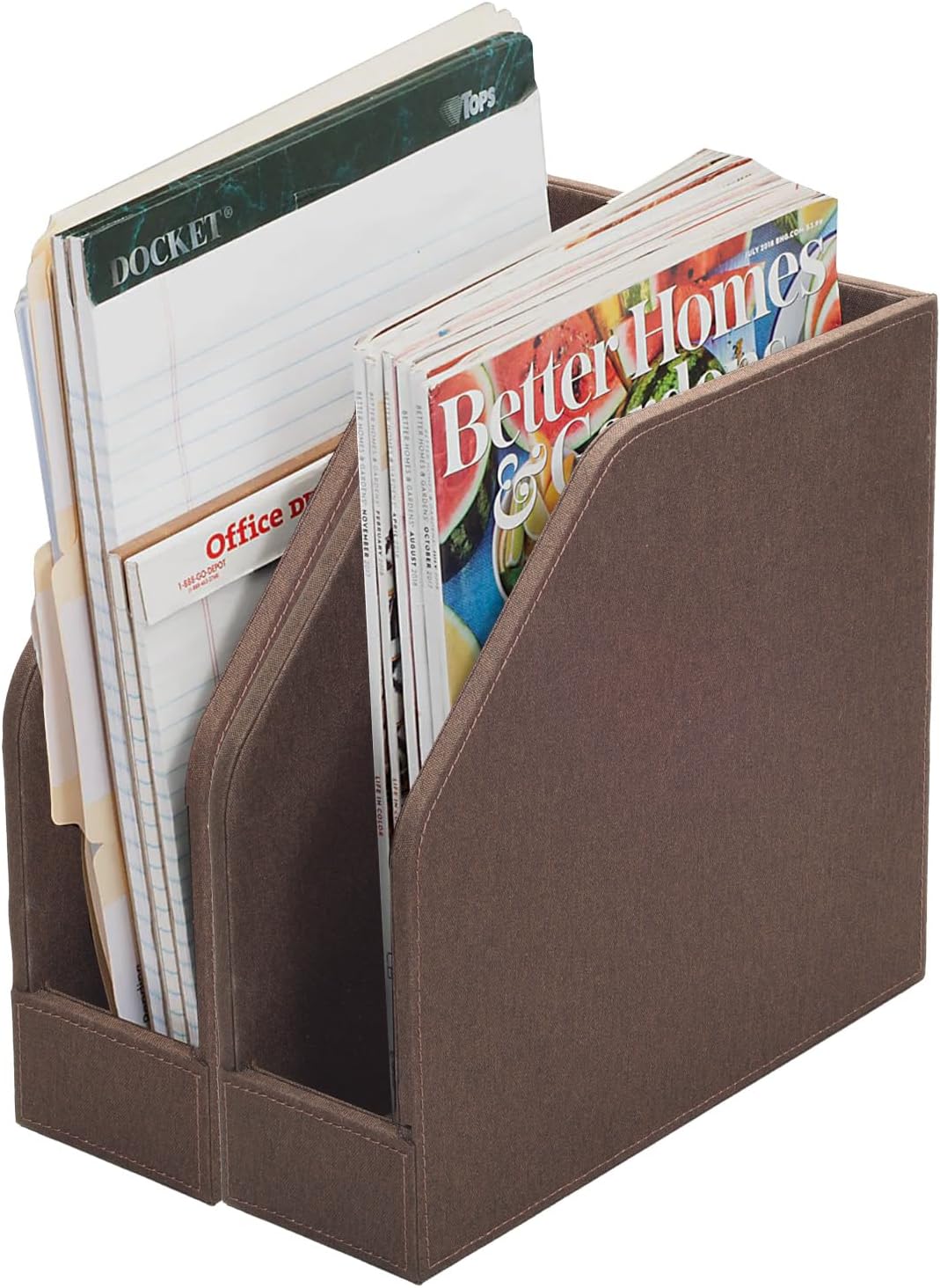 MobileVision Bamboo Vertical File Folder Holder & Office Product Organizer, Store Files, Magazines, Notepads, Books and more, 2 Pack Combo Set