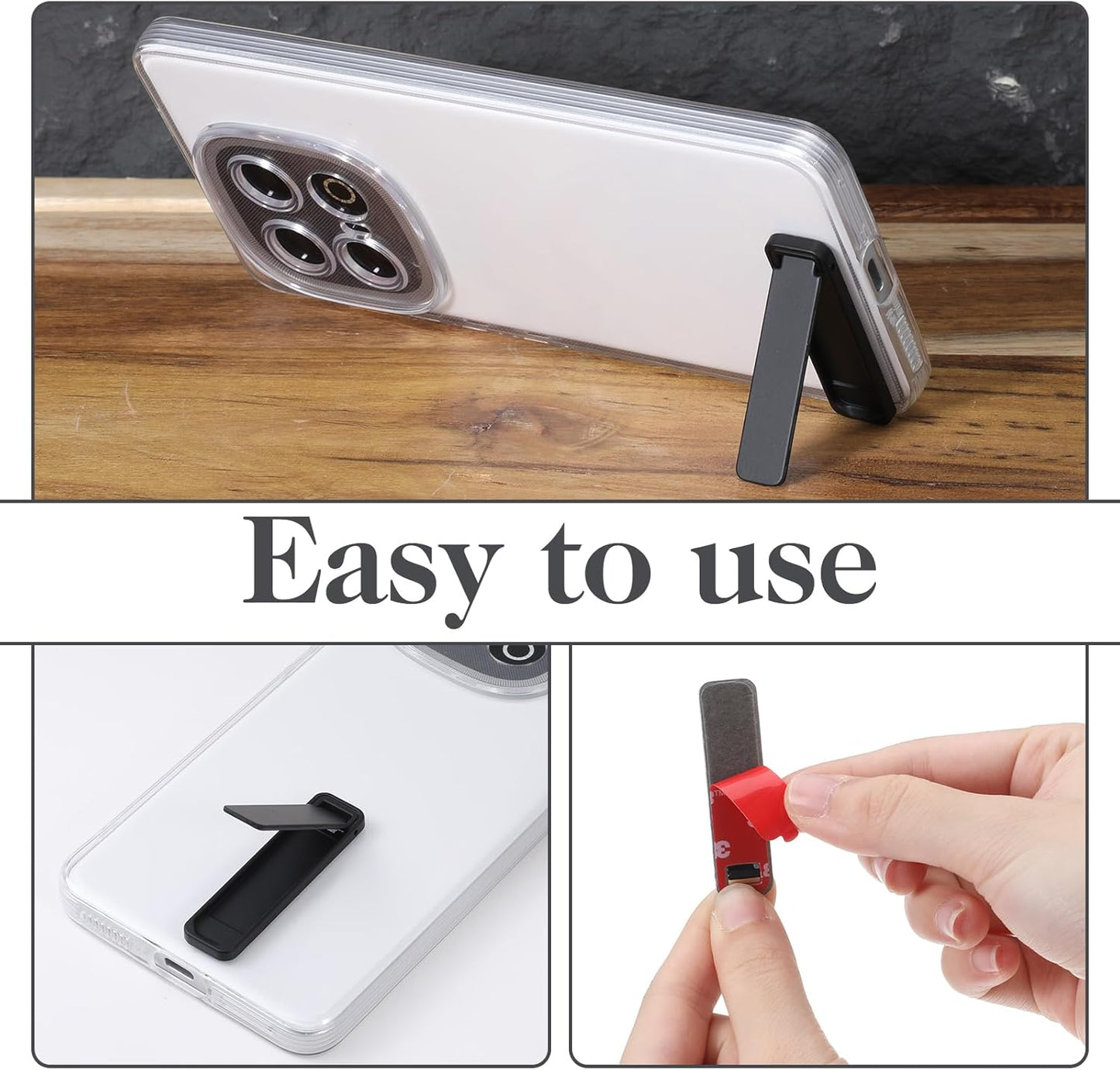 4 Pcs Cell Phone Kickstand, Adjustable Vertical and Horizontal Placement Phone Stand, Protable Ultra-Thin Sticky Stand Phone Holder Compatible with Most Cellphone
