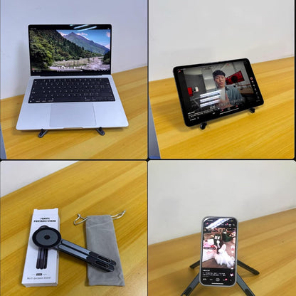 Laptop Stand for Desk, Adjustable Aluminum Alloy Magnetic Foldable Phone Stand, 8 Level Height Adjustable Laptop Stand, 3 in 1 Computer Riser for Phone, Tablet and Laptop