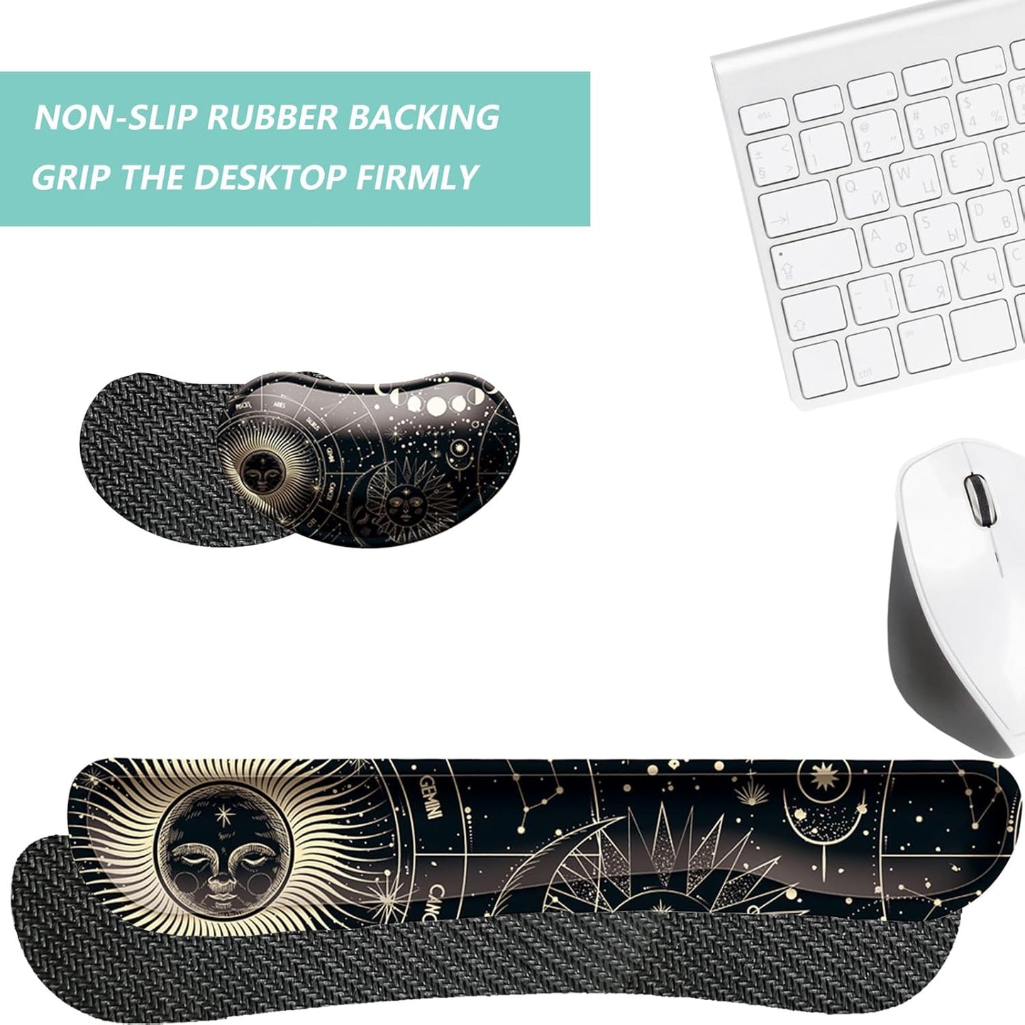 Keyboard Wrist Rest Mouse Wrist Support Set, Memory Foam Wrist Rest Pad for Computer Laptop Keyboard Mouse, Ergonomic Wrist Cushion Support for Typing Pain Relief, Gaming Home Office, Purple