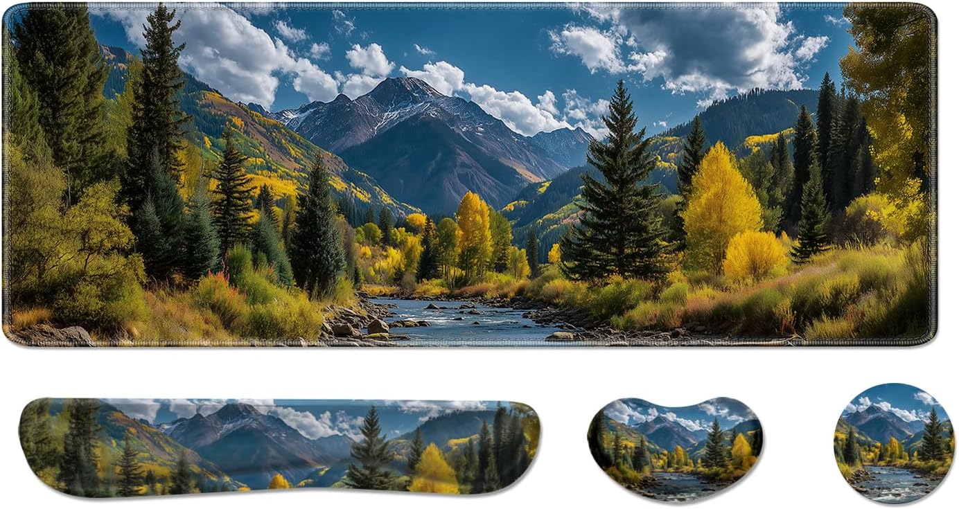 Desk Pad and Keyboard Wrist Rest, Large Mouse Pad + Keyboard Pad+Mouse Wrist Support, Non-Slip Desk Mat Protector for Office, Home 31.5×11.8 Inches Anime Dragon