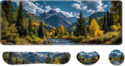 Desk Pad and Keyboard Wrist Rest, Large Mouse Pad + Keyboard Pad+Mouse Wrist Support, Non-Slip Desk Mat Protector for Office, Home 31.5×11.8 Inches Anime Dragon