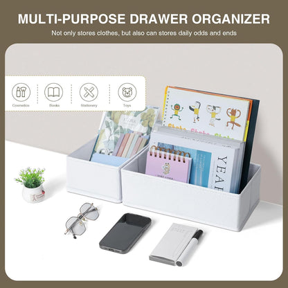 DIMJ Drawer Organizers Clothes, Dresser Organizer Bins for Baby Clothes,Underwear and Sock, Fabric Closet Organization and Storage Boxs, Drawer Dividers for Nursery, Clothing, Tie - 4 Pack, Beige