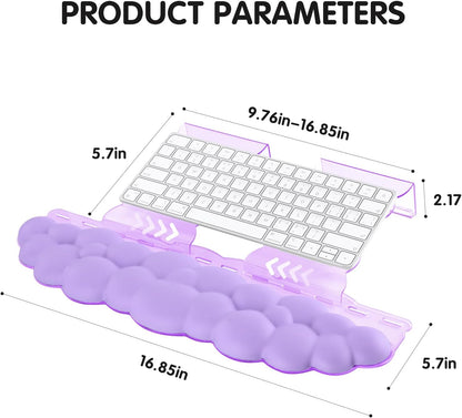 Ergonomic Keyboard Wrist Rest,Adjustable Tilt Stand Combo,Pink Acrylic Cloud Comfort Wrist Support, Customizable Width Riser for Home,Office Desk - Portable Comfortable Typing (Pink)