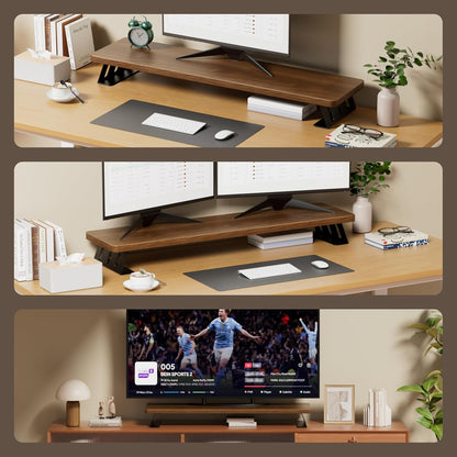 Monitor Stand Riser, 39 Inch Large Wood Monitor Stands for 2 Monitors