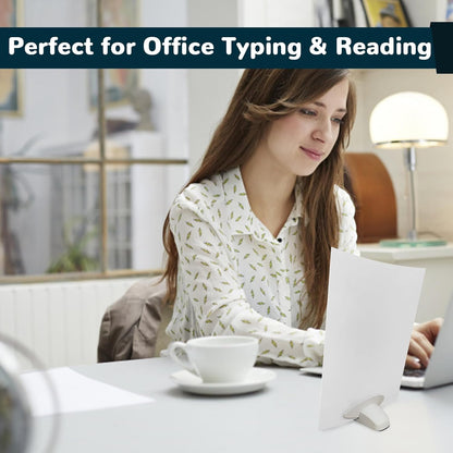 Plastic Document Holder for Typing, Portable Paper Stand with Non-Slip Base for A4 Paper, Compact Reading Clip Holder for Office Desk, Computer, Bank - White