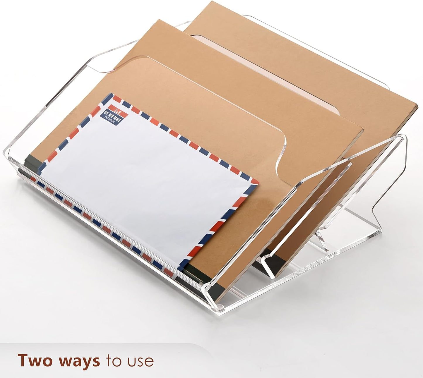 DINGHUO Acrylic Hanging Wall File Folder Organizer for Desk, Clear 3 Tier Document Paper Magazine Holder for Home, Office Organization, School - 1 Pack