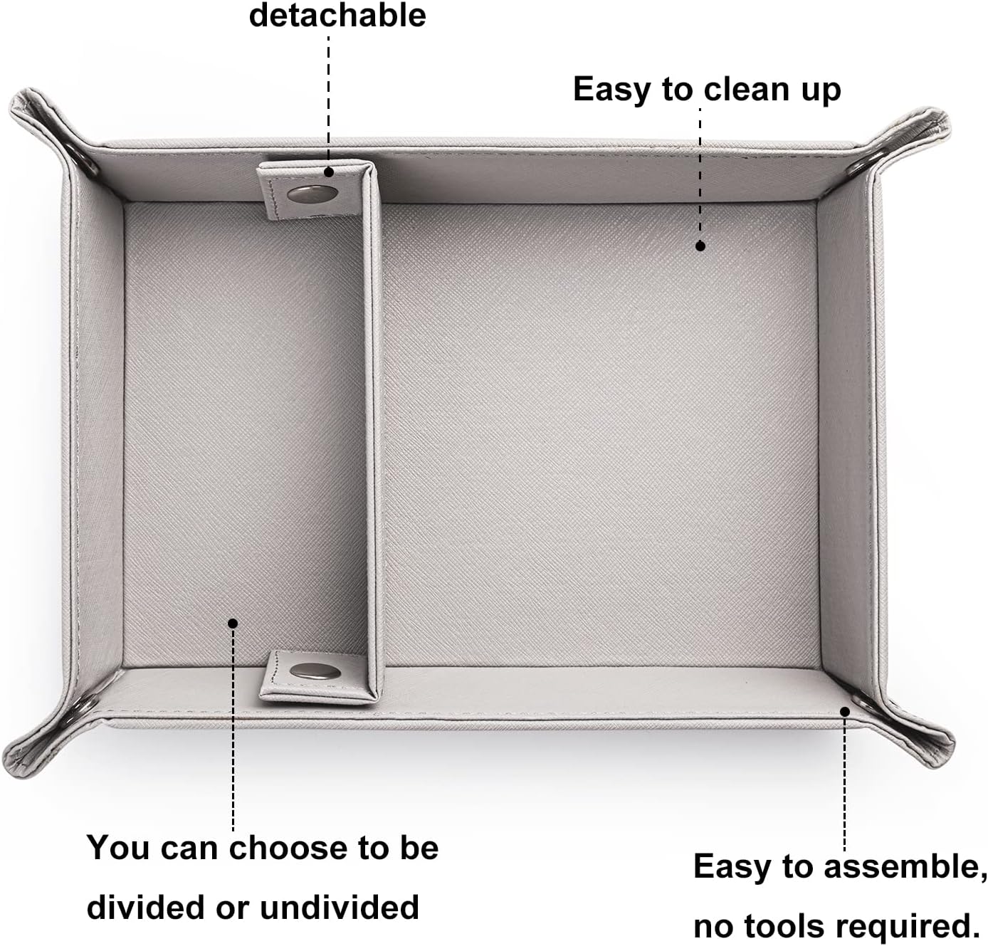 BONNY DODO Valet Tray for Men PU Leather Tray Organizer with Partition, Storage Keys, Watch & Practical Storage for Table Nightstand Living Room Bedroom (Dark Brown-Square)