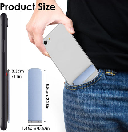 TIESOME Ultra-Thin Cell Phone Holder, Adjustable Mini Alloy Phone Kickstand Portable Foldable Phone Stand Adjustable Angle for Mobile Phone Tablet Universal Model (Blue)