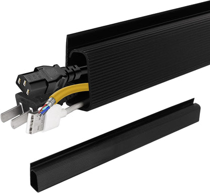 Adhesive Under Desk Cable Management, No-Screw Cable Organizer, Easy Install Cord Hider, Black