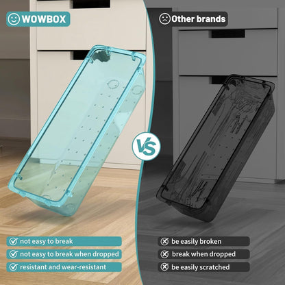 WOWBOX 32 PCS Clear Plastic Drawer Organizer Set, 4 Sizes Desk Drawer Organization and Storage Containers for Makeup, Cosmetics, Jewelry and Gadgets in Kitchen, Bathroom, Bedroom, Office, Clear Black
