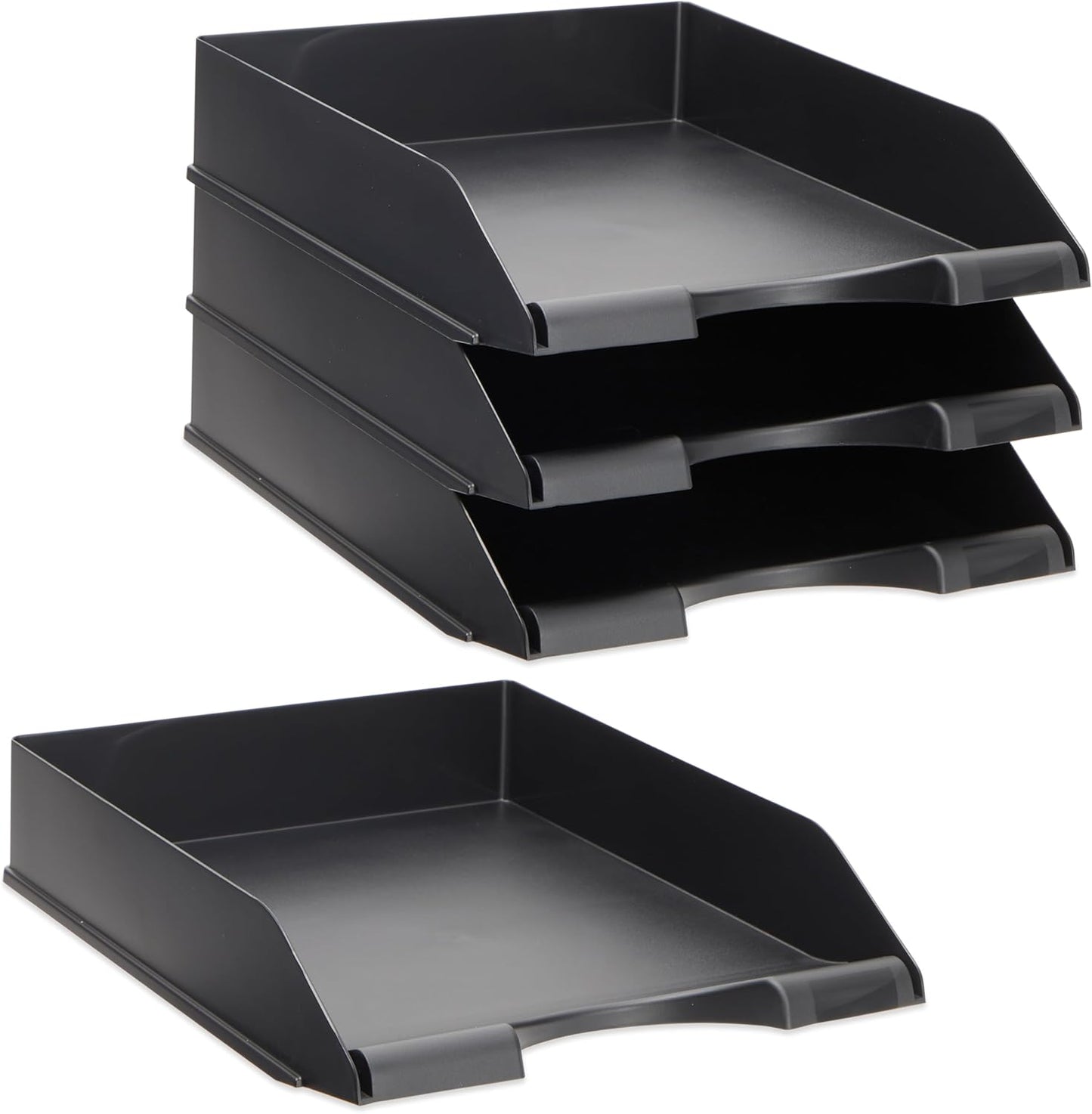 Stockroom Plus Rectangular Letter Trays - Paper Trays for Classroom - Desktop Paper Organizer & File Holder - Document Organizer for Desk Storage - Pack of 4, White, 10 x 13.5 x 2.5 in