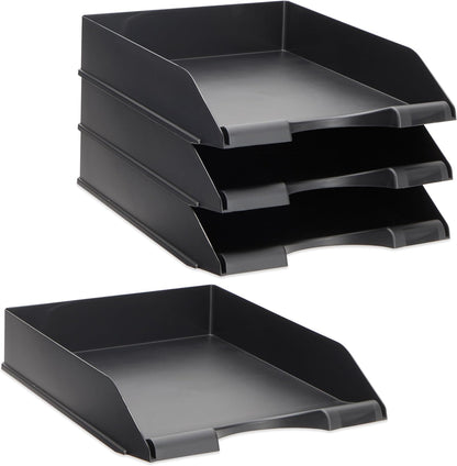 Stockroom Plus Rectangular Letter Trays - Paper Trays for Classroom - Desktop Paper Organizer & File Holder - Document Organizer for Desk Storage - Pack of 4, White, 10 x 13.5 x 2.5 in