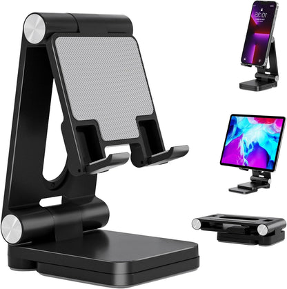 Fanlory Folding Cell Phone Stand,Laptop Stand, Adjustable Height and Angle Foldable Cell Phone Stand Holder for Desk, Taller iPhone Stand Compatible with 4-11" Smartphones Tablet Laptop,Gift for Mom