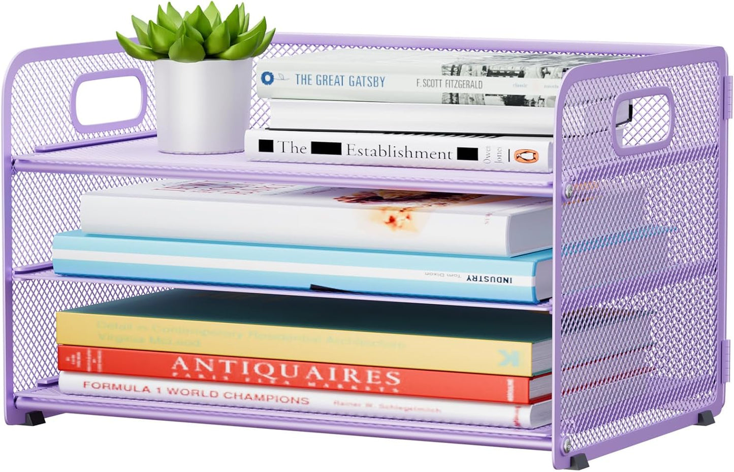 3 Tier Paper Letter Tray Organizer for Desk, Mesh File Folder Document Organizer with Handle for Home Office Supplies Desktop Accessories, Black
