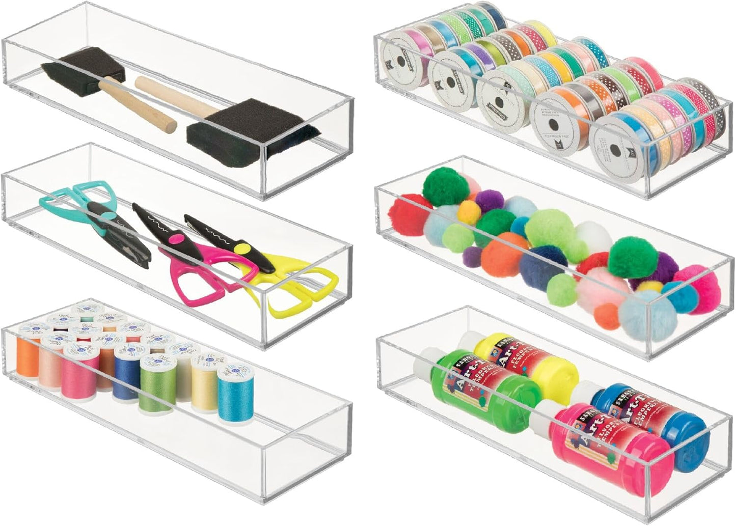 iDesign Clarity Drawer, Kitchen and Bathroom Organization Silverware, Spatulas, Gadgets, Large-Set of 2