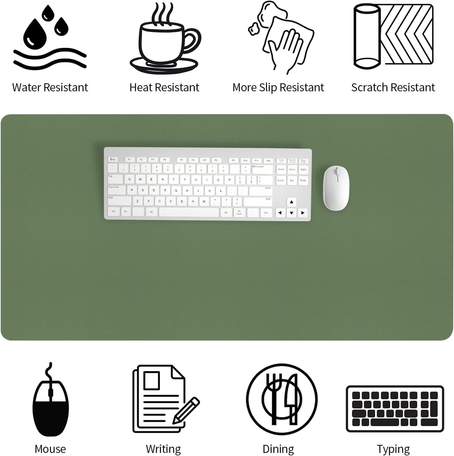 Bloss Leather Desk Pad and Keyboard Wrist Rest, Large Mouse Pad + Keyboard Pad+Mouse Wrist Support, Non-Slip Desk Mat Protector for Office, Home(31.5×15.7 Inches,Beige)