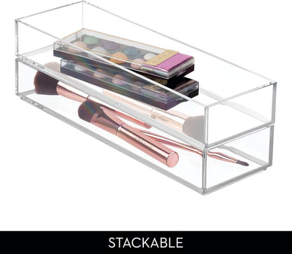 iDesign Clarity Drawer, Kitchen and Bathroom Organization Silverware, Spatulas, Gadgets, Large-Set of 2