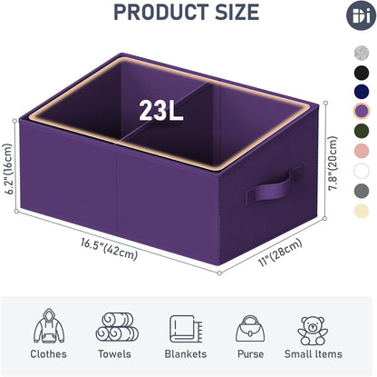 DIMJ Closet Storage Bins, 6 Pack Storage Baskets for Shelves, Foldable Closet Organizer with Handle, Linen Closet Organizers and Storage for Clothes, Toys, Towel, Books (Black)
