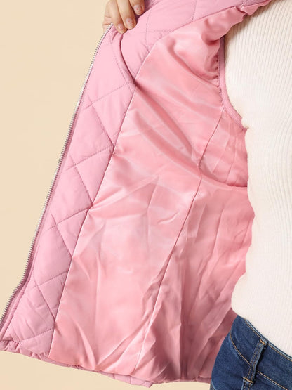 Allegra K Women's Puffer Vest Stand Collar Lightweight Gilet Quilted Zip Vest
