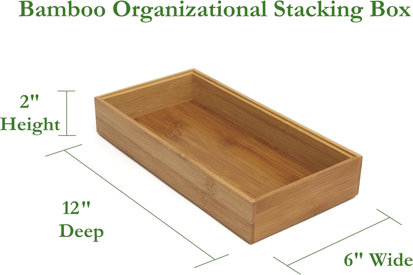 Lipper International 8186S Bamboo Wood Stacking Drawer Organizer Box, 6" x 15"